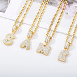 Crystal Cube Initial Necklaces for Women Men Punk Alphabet Pendant Necklace