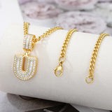 Crystal Cube Initial Necklaces for Women Men Punk Alphabet Pendant Necklace