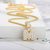 Crystal Cube Initial Necklaces for Women Men Punk Alphabet Pendant Necklace