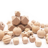 Wooden Square Round Beads 8-20mm Natural Beech Wood Spacer Beads