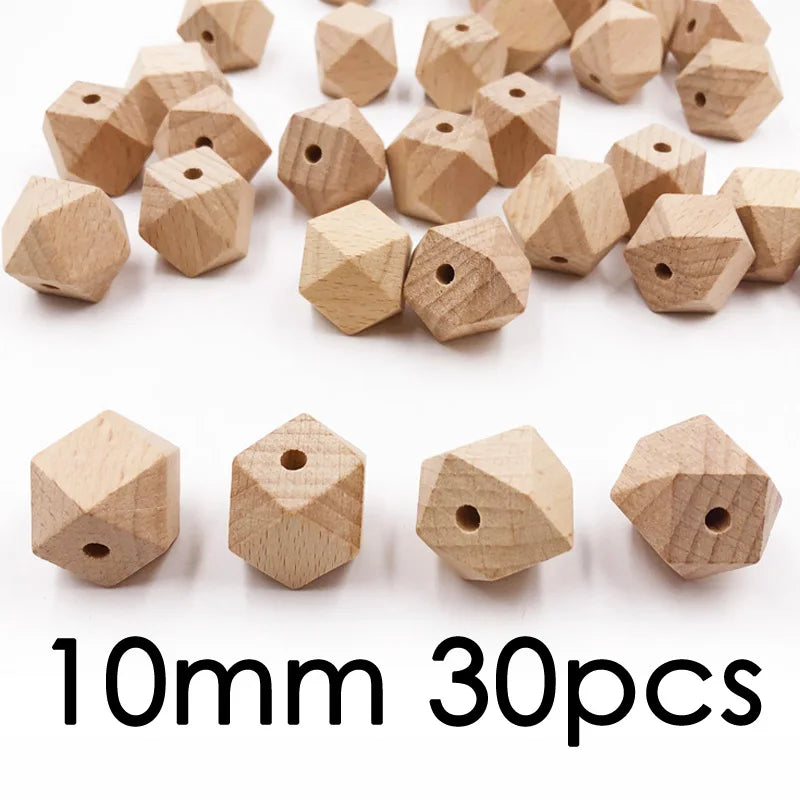 Wooden Square Round Beads 8-20mm Natural Beech Wood Spacer Beads