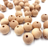 Wooden Square Round Beads 8-20mm Natural Beech Wood Spacer Beads