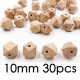 Wooden Square Round Beads 8-20mm Natural Beech Wood Spacer Beads