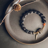 Cubic Ebony Copper Bracelet Hammered Texture Rock Metal Jewelry