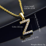 CZ Alphabet Pendants Silver Copper A-Z Letter Pendant Necklace