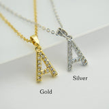CZ Alphabet Pendants Silver Copper A-Z Letter Pendant Necklace