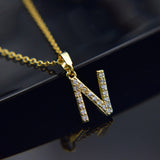 CZ Alphabet Pendants Silver Copper A-Z Letter Pendant Necklace