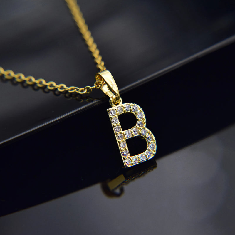 CZ Alphabet Pendants Silver Copper A-Z Letter Pendant Necklace