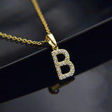 CZ Alphabet Pendants Silver Copper A-Z Letter Pendant Necklace
