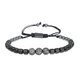 Cubic Zircon Ball Charm Stainless Steel Braided Bracelet Men Jewelry Gift