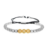 Cubic Zircon Ball Charm Stainless Steel Braided Bracelet Men Jewelry Gift