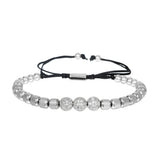 Cubic Zircon Ball Charm Stainless Steel Braided Bracelet Men Jewelry Gift