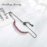 Cubic Zircon Bead Bracelet with 925 Sterling Silver Chain for Women Girls