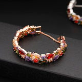 CZ Bracelets For Women Silver/Rose Colorful Crystal Bangles