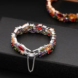 CZ Bracelets For Women Silver/Rose Colorful Crystal Bangles