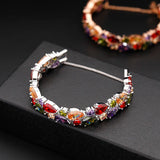 CZ Bracelets For Women Silver/Rose Colorful Crystal Bangles