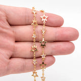 CZ Star Chain, 18K Plated Brass (#LK-562)/1 M=3.3ft