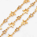 CZ Star Chain, 18K Plated Brass (#LK-562)/1 M=3.3ft