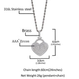 Heart Pendant Cubic Zircon Chain Necklace for Women
