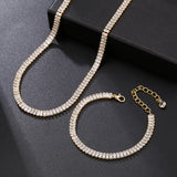 Cubic Zircon Choker Necklace Rhinestone Tennis Crystal Chain