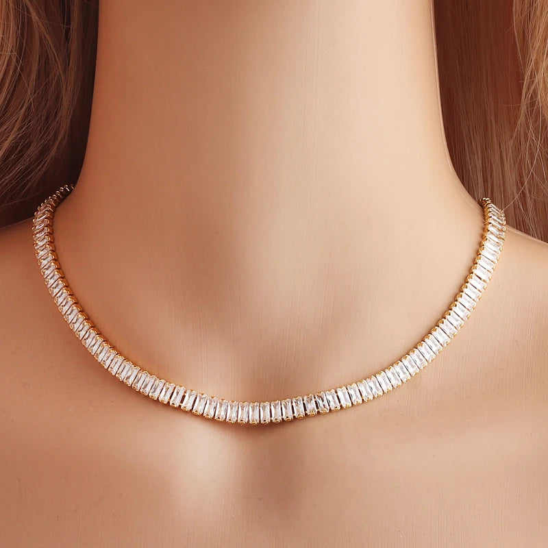 Cubic Zircon Choker Necklace Crystal Chain Goth Jewelry Collares