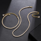 Cubic Zircon Choker Necklace Rhinestone Tennis Crystal Chain