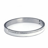 Golden CZ Crystal Stainless Steel Round Bracelet with Charm