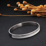 Golden CZ Crystal Stainless Steel Round Bracelet with Charm
