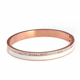 Golden CZ Crystal Stainless Steel Round Bracelet with Charm
