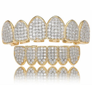 Hip Hop Fangs Teeth Grillz Top & Bottom Grills Dental Mouth Punk Teeth Caps
