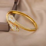 Leopard Head Bangle Bracelet Stainless Steel Cuff Animal Jewelry