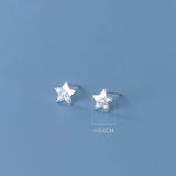 Cubic Zircon Mini Star Stud Earrings Sterling Silver 925 Lady Wedding Jewelry
