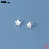 Cubic Zircon Mini Star Stud Earrings Sterling Silver 925 Lady Wedding Jewelry