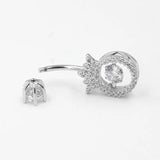 CZ Navel Ring Bar 925 Silver Belly Button Rings