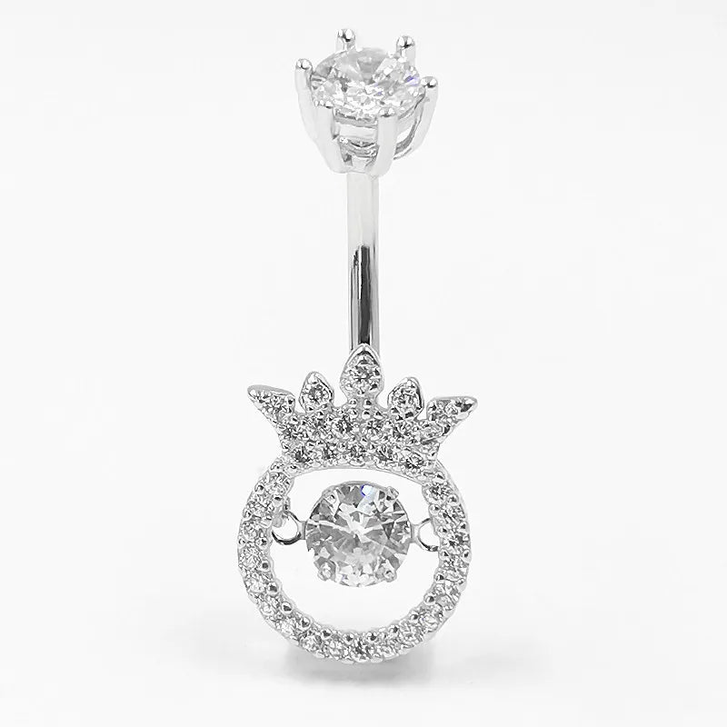 CZ Navel Ring Bar 925 Silver Belly Button Rings