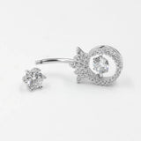 CZ Navel Ring Bar 925 Silver Belly Button Rings