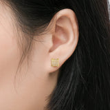 CZ Square Spiral Stud Earrings 925 Silver Jewelry
