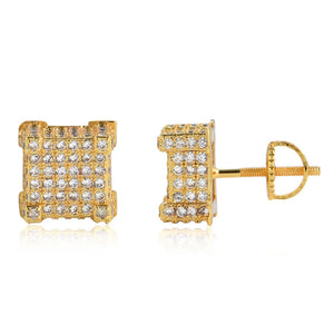CZ Square Spiral Stud Earrings 925 Silver Jewelry