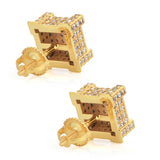 CZ Square Spiral Stud Earrings 925 Silver Jewelry