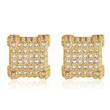 CZ Square Spiral Stud Earrings 925 Silver Jewelry