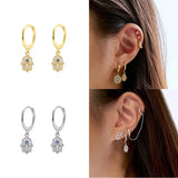 Star Moon Cross Hoop Earrings French Huggie