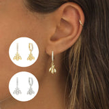 Star Moon Cross Hoop Earrings French Huggie