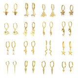 Star Moon Cross Hoop Earrings French Huggie