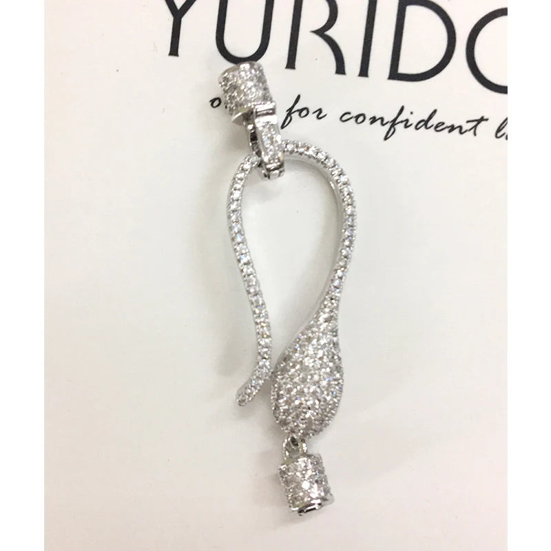 9x50mm CZ Micro Pave Hook Lobster Clasp Cubic Zirconia Clasp