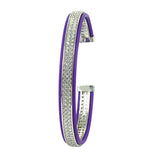 Men's CZ Beads Rhinestone Purple Leather Cuff Bangle