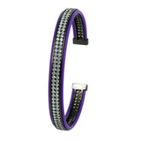 Men's CZ Beads Rhinestone Purple Leather Cuff Bangle