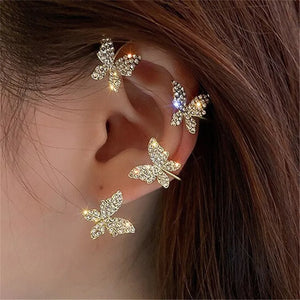 CZ Butterfly Ear Cuff for Women Girls No Piercing Ear Clip Party Wedding Jewelry