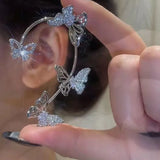 CZ Butterfly Ear Cuff for Women Girls No Piercing Ear Clip Party Wedding Jewelry