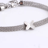 CZ Butterfly Charm Bracelet with Mesh Chain