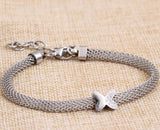 CZ Butterfly Charm Bracelet with Mesh Chain
